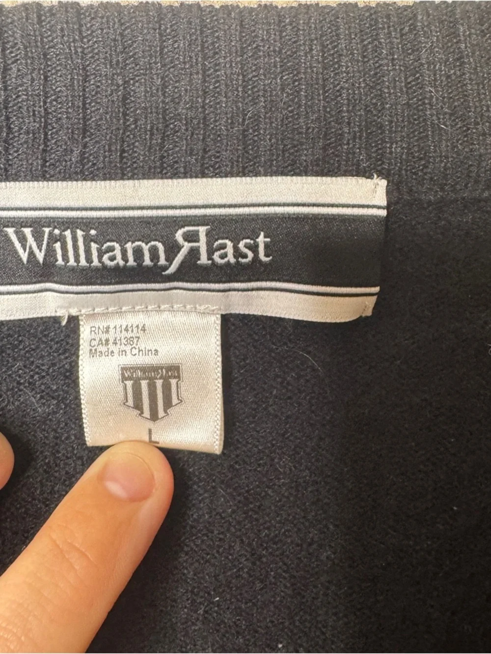William Rast Sweater Men’s Large Black Wool Silk Cashmere V-Neck Pocket Pullover